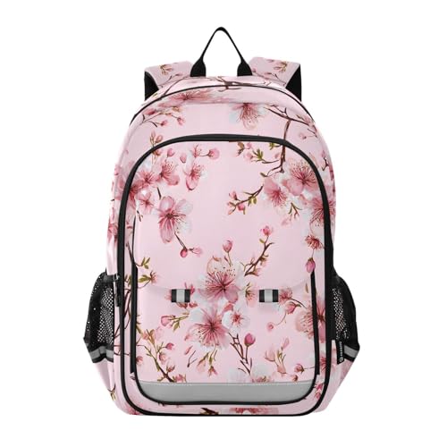 ALAZA Pink Cherry Blossom Flowers Floral Laptop Backpack Purse for Women Men Travel Bag Casual Daypack with Compartment & Multiple Pockets - color: Cherry Blossmom