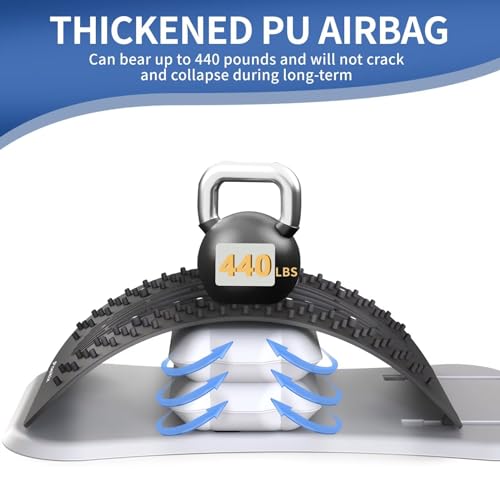 Back Stretcher for Lower Back Pain Relief, Upgraded Lumbar Back Cracker Back Popper with Adjustable Air Cushion, Magnetic & Pad, Lower Back Massager for Herniated Disc Relief, Spine Decompression