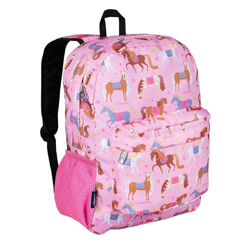 Wildkin Kids 16 Inch Elementary School Backpack for Girls – Durable Padded Bag with Adjustable Straps for School, Travel & Everyday Use, Multiple Pockets, Ages 6–13 – Horses - color: Horses