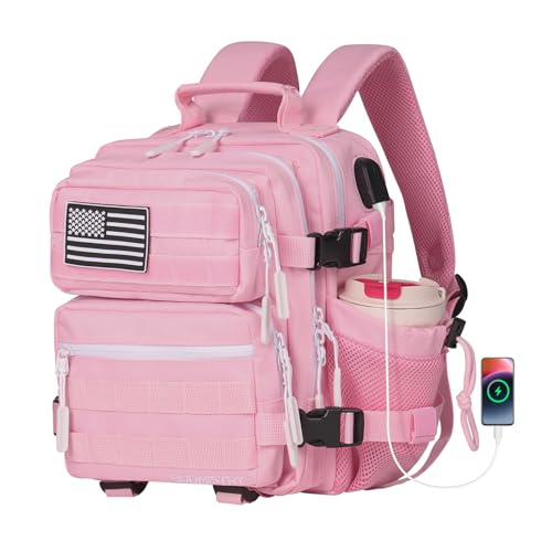 Boomistry 15L Mini Tactical Backpack Small Tactical Backpack for Women, Military Backpack for Gym, Hiking, Daily (Pink-15L) - color: Pink-15l