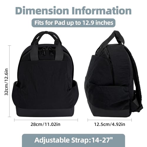 Backpack for Women Fashion Small Bookbag, Water Resistant Lightweight Nylon Daypack for Travel, Hiking & Daily Use - color: Black