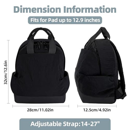 Backpack for Women Fashion Small Bookbag, Water Resistant Lightweight Nylon Daypack for Travel, Hiking & Daily Use - color: Black
