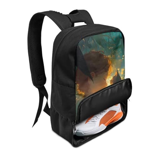 18.5in Basketball Backpack Basketball Bag with Shoe Compartment & Ball Holder, Waterproof Bag for Soccer Volleyball - color: Cartoon Figure Kitten Print