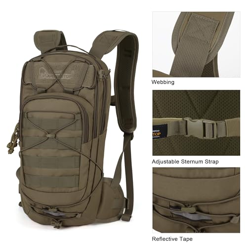 Mardingtop10L Small Tactical Molle Hydration Backpack,Cycling Backpack for Biking,Cycling and Running EDC Daypack - color: Khaki-New