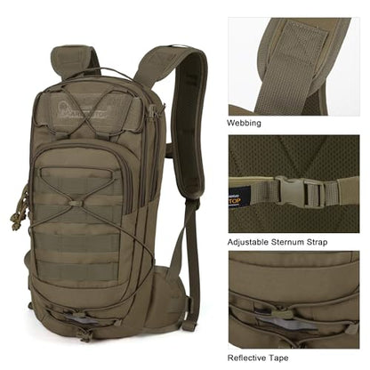 Mardingtop10L Small Tactical Molle Hydration Backpack,Cycling Backpack for Biking,Cycling and Running EDC Daypack - color: Khaki-New