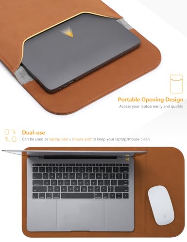 HYZUO 13.3-14 Inch Laptop Sleeve Case for MacBook Pro 14 M5, Brown - color: Brown, size: 13.3-14 Inch