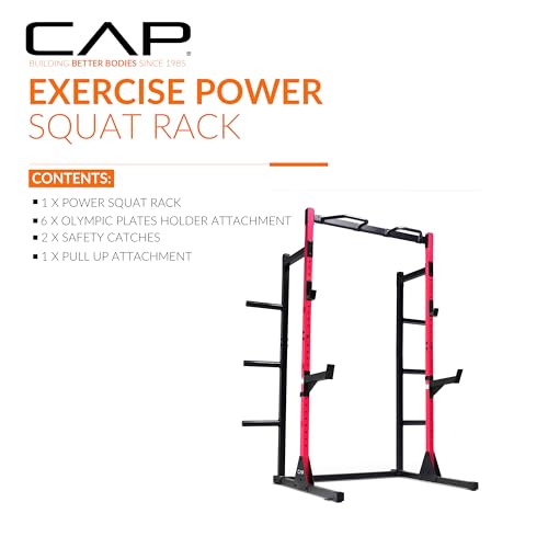 Cap Barbell Power Rack with Pull Up Bar & Attachments - Multiple Colors - color: RED