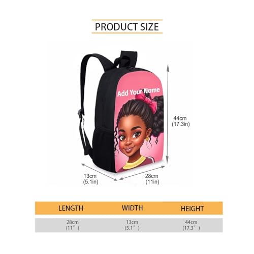 Afro Backpack School Kids Name Custom Bookbag for Student School Bag Personized Book Bag for Girls 6-8/10-12 African Back Pack Student Elementary Schoolbag - color: African Black Girl-15