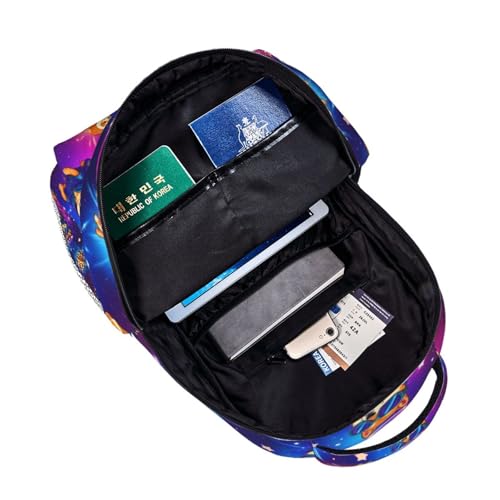 Casual Travel Daypack Purple Galaxy Space Shiba Inu Doge, Multi Pocket Water Resistant Backpack for Men Women Weekend Getaways - color: Pattern (12)