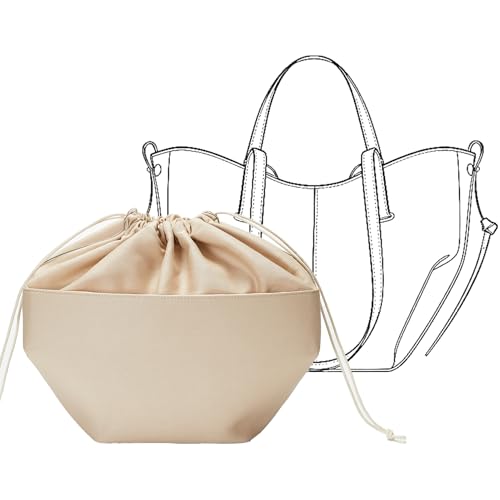 Premium Canvas Cyme Bag Organizer Insert, Purse Insert with Multiple Compartments and YKK Zipper, Upgraded Drawstring Canvas Purse Insert for Cyme Large Bag(Beige,L) - size: Canvas-L