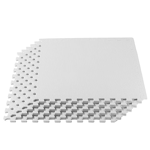We Sell Mats 1/2" Thick Multipurpose EVA Foam Exercise Floor Mat, Interlocking Tiles, Anti-Fatigue for Home or Gym, 24 in x 24 in, 4 Tiles, White