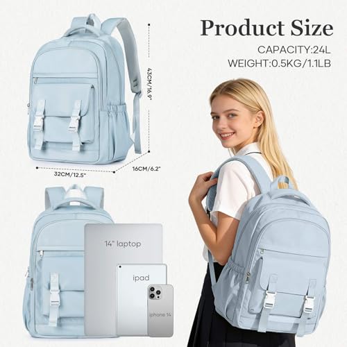 School Backpack For Women Men College Backpack With Lots Of Pockets Cute BookBag Casual Daypack Backpacks For Teens Girls Boys Waterproof(Blue) - color: D3-blue