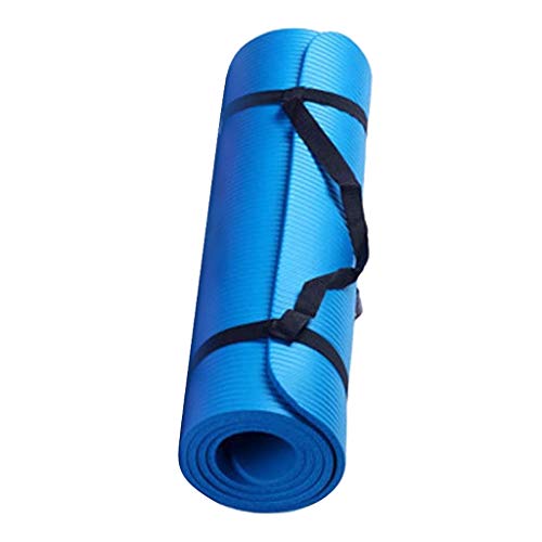Black Yoga Mat, 1/4" High Density Extra Thick Anti-Tear Non-Slip Pilates Mat with Carrying Strap,Comfortable Pink Fitness Mat for Exercise,Fitness,Home Workout,Stretching,Pilates,Gym - color: Blue