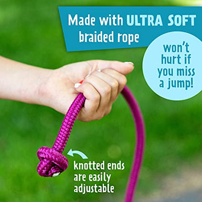 Just Jump It 8' Foot Single Jump Rope for Kids Women and Men - Active Outdoor Youth Fitness Excersing Equipment - Braided Nylon Gym Accessories - color: Blue