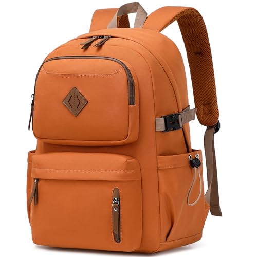 AO ALI VICTORY laptop backpack 15.6 inch anti theft travel backpacks for men and women large college bookbag work business daypack middle high school bag for girls boys teens students brown - color: Brown