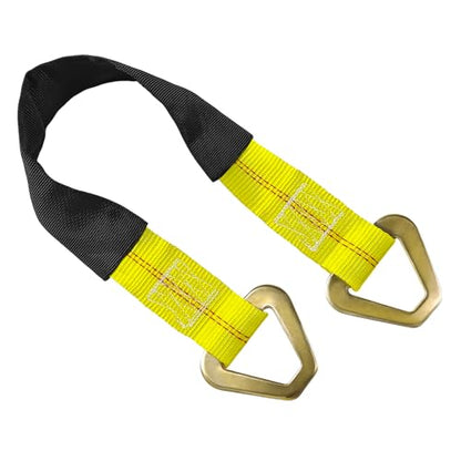 2" × 29" Premium Axle Tie Down Strap with D Rings, Heavy Duty Car Tire Wheel Tie-Down with Protective Sleeve, 6614 Lbs Adjustable Axle Tow Strap for Securing Vehicle Transport (Yellow) - color: Yellow