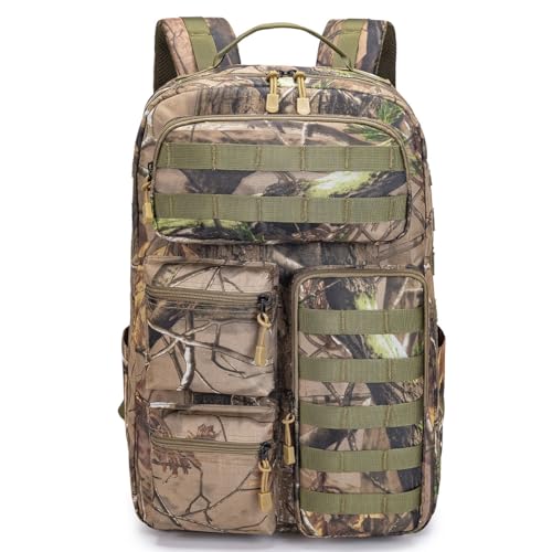 Tactical Camo Backpack for Men Women Waterproof Durable MOLLE Backpack Camping Hunting Emergency Preparedness - color: Camouflage