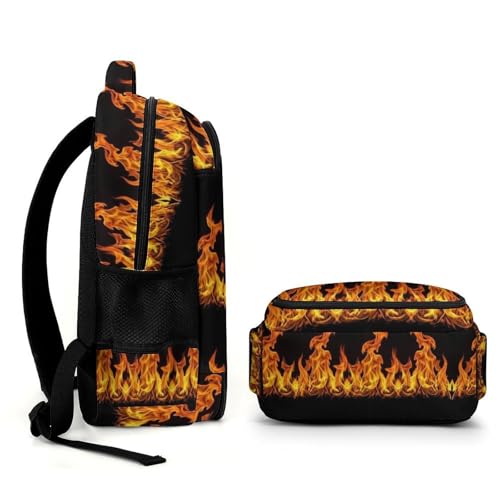 Water Resistant Travel Daypack Fire, Lightweight Laptop Backpack with Water Bottle Pockets for Men Women College Work - color: Pattern (349)