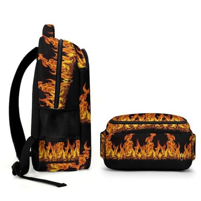 Water Resistant Travel Daypack Fire, Lightweight Laptop Backpack with Water Bottle Pockets for Men Women College Work - color: Pattern (349)
