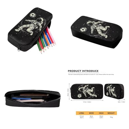 Backpack for Boys Girls Astronaut Playing Soccer Lunch Bag with Handles Novelty Pencil Case for Stationery Essentials Reusable Water Bottle Holder with Adjustable Strap 4PCS Backpack Set - color: Astronaut Playing Soccer