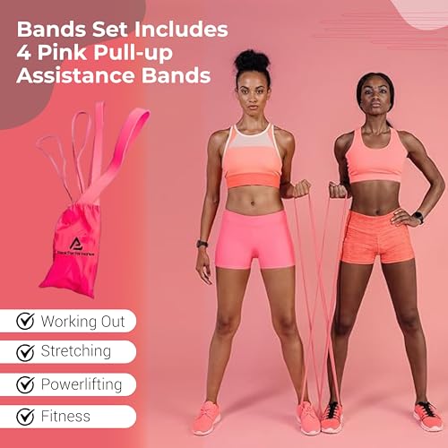 [4 Sizes] Perfect Stix Pull Up Resistance Bands for Women - Pull Up Assistance Exercise Bands. Resistance Bands for Working Out, Stretching, Powerlifting and Fitness