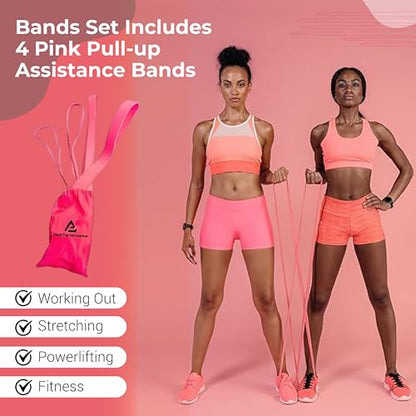 [4 Sizes] Perfect Stix Pull Up Resistance Bands for Women - Pull Up Assistance Exercise Bands. Resistance Bands for Working Out, Stretching, Powerlifting and Fitness