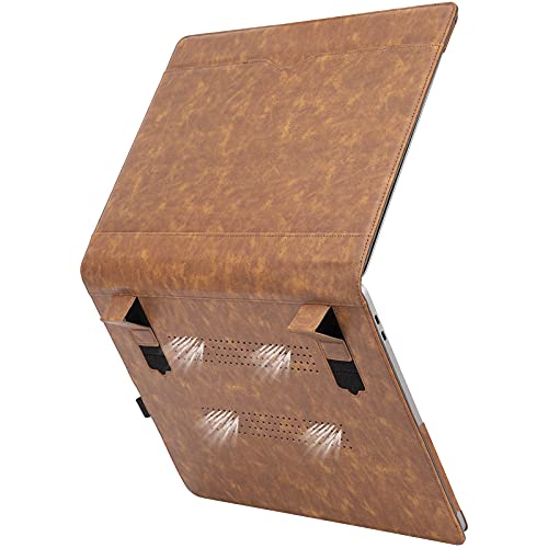 TYTX Compatible with MacBook Pro Leather Case 15 Inch 2016-2019 Release (A1990 A1707) Laptop Sleeve Protective Folio Book Cover with Vents, Brown - color: Brown