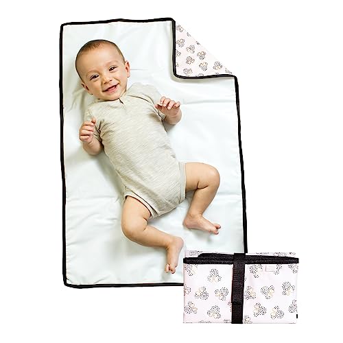 Disney Baby by J.L. Childress Full Body Portable Changing Pad for Babies - Diaper Changing Mat for Travel, Baby Accessory Essentials, Wipeable & Water-Resistant, Foldable & Compact - Minnie Mouse Dot - color: White
