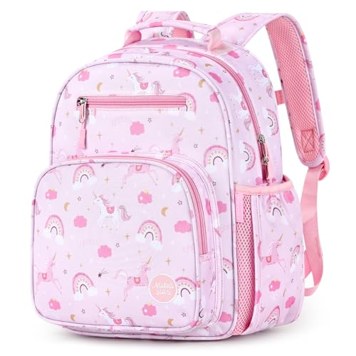 mibasies Kids Backpack for Girls 5-8: Water-Resistant School Bookbag for Kindergarten and Elementary - Unicorn Pink - color: Unicorn Pink, style: Kids-15"h