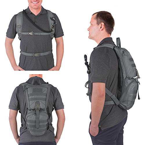 Unigear Tactical Hydration Backpack with 3L Water Bladder, Molle Backpack - color: Grey