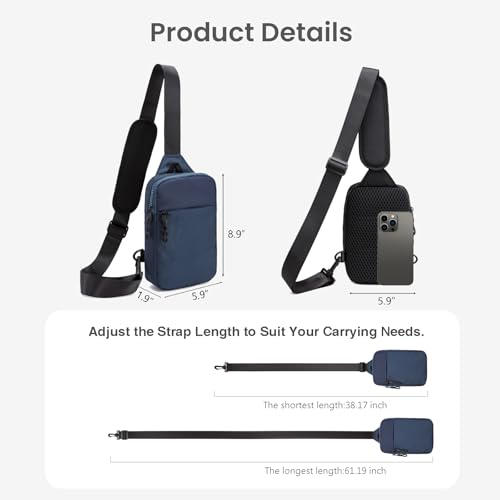 higouta Mini Sling Bag for Men Women, RFID Blocking Crossbody Backpack Casual Utility Chest Phone Bag for Travel Workout - color: Nave Blue