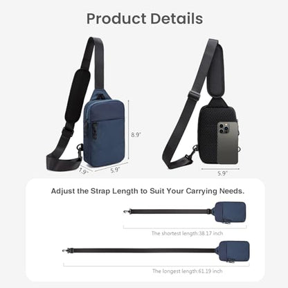 higouta Mini Sling Bag for Men Women, RFID Blocking Crossbody Backpack Casual Utility Chest Phone Bag for Travel Workout - color: Nave Blue