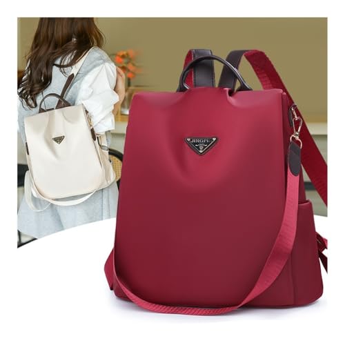 Multifunctional minimalist backpack, solid color versatile commuter backpack, casual handbag/shoulder bag(Red) - color: Red