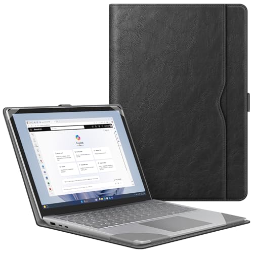 Fintie Sleeve Case for 15 Inch Microsoft Surface Laptop 6/5/4/3 (Model: 1872/1873/1953/1979), Premium PU Leather Protective Folio Book Cover with Large Pocket, Black - color: Black