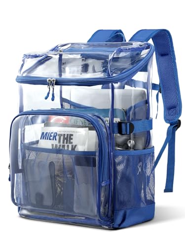 MIER Clear Backpack for School 18 Inch Heavy Duty Transparent Backpacks for Concerts Festival Work See Through Clear Bookbag for Students Adult, Blue - color: Blue, size: Large