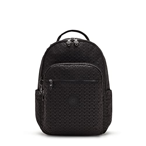 Kipling Women's Seoul 15" Laptop Backpack, Durable, Roomy with Padded Shoulder Straps, Built-In Protective Sleeve - color: Signature Emb, size: 12.75''L x 17.25''H x 8''D