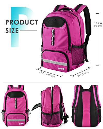 BROTOU Basketball Backpack, Large Basketball Bag with Shoes and Ball Compartment, Soccer Backpacks for Basketball/Volleyball - color: Pink
