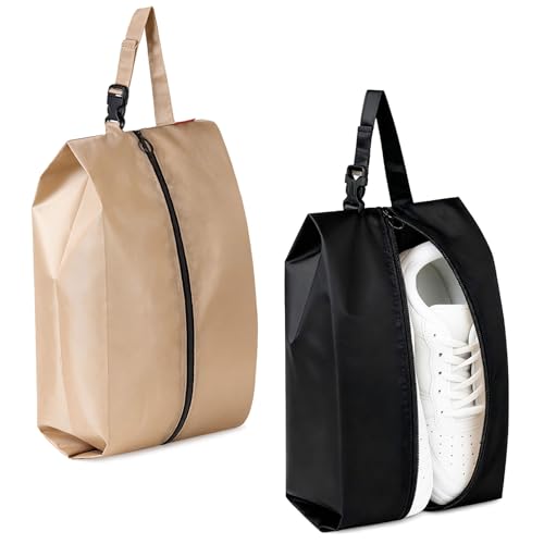 Set of 2 Travel Shoe Bags – Large Hanging Shoe Organizer Pouch with Zipper, Portable Storage Bags for Sports, Gym, and Carry-On Luggage (Mix) - color: Mix, style: 2 Pack