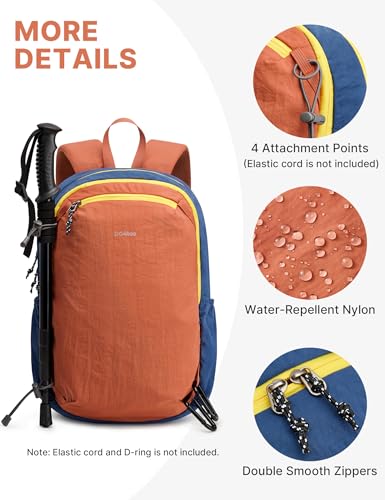 G4Free 15L Hiking Backpack Lightweight Small Daypack for Women Men - color: Orange