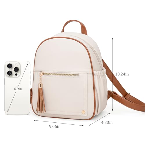 Montana West Mini Cute Backpack for Girls Anti Theft Backpack with Secured Zipper and Tassel - color: Mini Beige & Brown