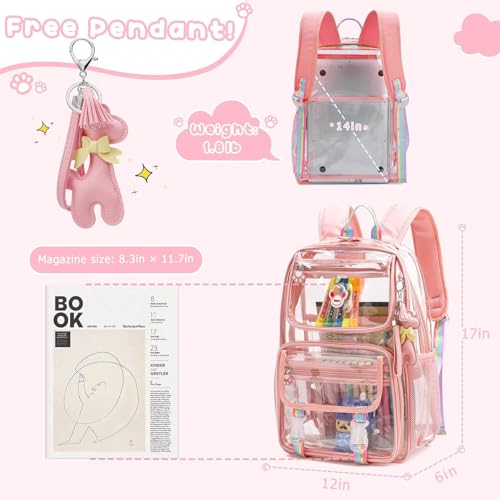 Clear Backpack Stadium Approved Heavy Duty Large Transparent Bag with Anti-Theft Pocket for School, Work, and Events