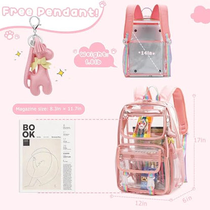 Clear Backpack Stadium Approved Heavy Duty Large Transparent Bag with Anti-Theft Pocket for School, Work, and Events
