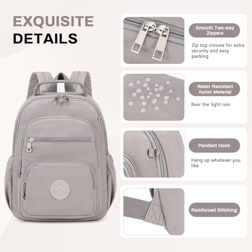 Small Backpack for Women, 2PCS Mini Backpack for Ladies Bookbag Purse for Women with Mini Wallet and Luggage Strap, Gray - color: Grey