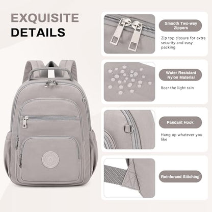 Small Backpack for Women, 2PCS Mini Backpack for Ladies Bookbag Purse for Women with Mini Wallet and Luggage Strap, Gray - color: Grey