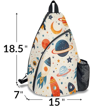 Pickleball Bag for Women Men Adjustable Crossbody Sling Backpack Hold Pickleball Paddle Water Bottle - color: Multicolor 12