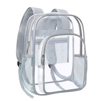 HEEYA Clear Backpack Heavy Duty Transparent Backpack for Security, Sports, Work, Travel, Stadium - color: Grey
