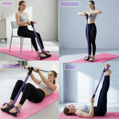 Pedal Resistance Bands with Handles, Multifunction Tension Rope for Arm, Leg, Waist and Shoulder Training - color: Purple 02