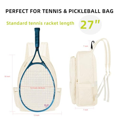 YEEGO DIRECT Tennis Bags for Women, Tennis Backpack Pickleball Racket Bags,Water-Resistant Sling Tote Padel Bag for Pickleball Tennis Badminton, Cute Gifts for Women Girl, Duffle Bag Gym Travel - color: Beige
