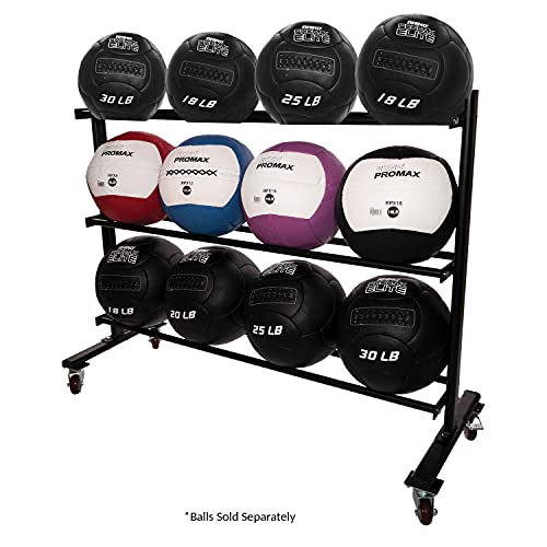 Champion Sports Rhino Promax Wall Balls - Soft Shell Non-Slip Grip for Weightlifting, Plyometrics, Cross Training, & Home Gym - style: Three Tier Storage Rack