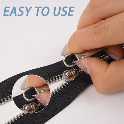 Deoward Zipper Pull Replacement Metal Zipper Handle Mend Fixer Tab Repair for Luggage, Backpacks, Suitcases, Jackets, Purses, Handbags (6 PCS) - style: Silver Zipper Pulls Cord